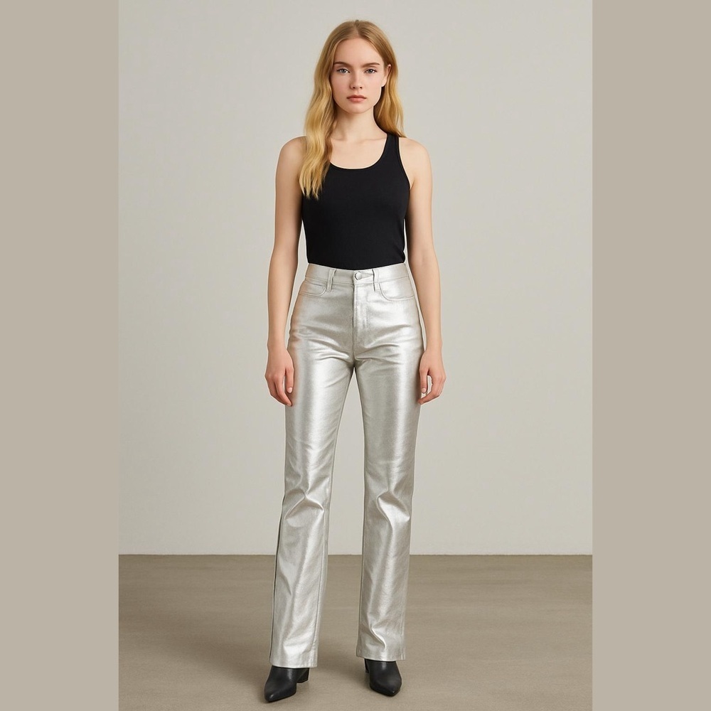 A.C.W. Silver Metallic Pants Size 3